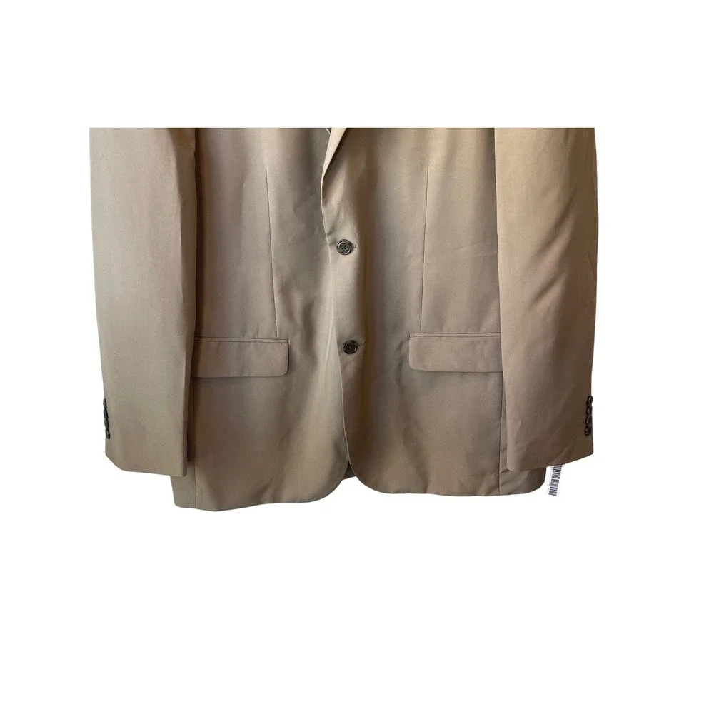 TravelSmith Mens Blazer Jacket Size 44L‎ NWT Inner Pockets Tan Khaki Two Button